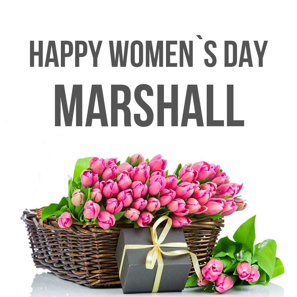 Greetings card с именем, Marshall happy women`s day цветы Greetings with text for free download 